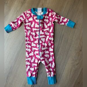 Hanna Andersson Pink Bunny Kids Pajamas with Blue Accents